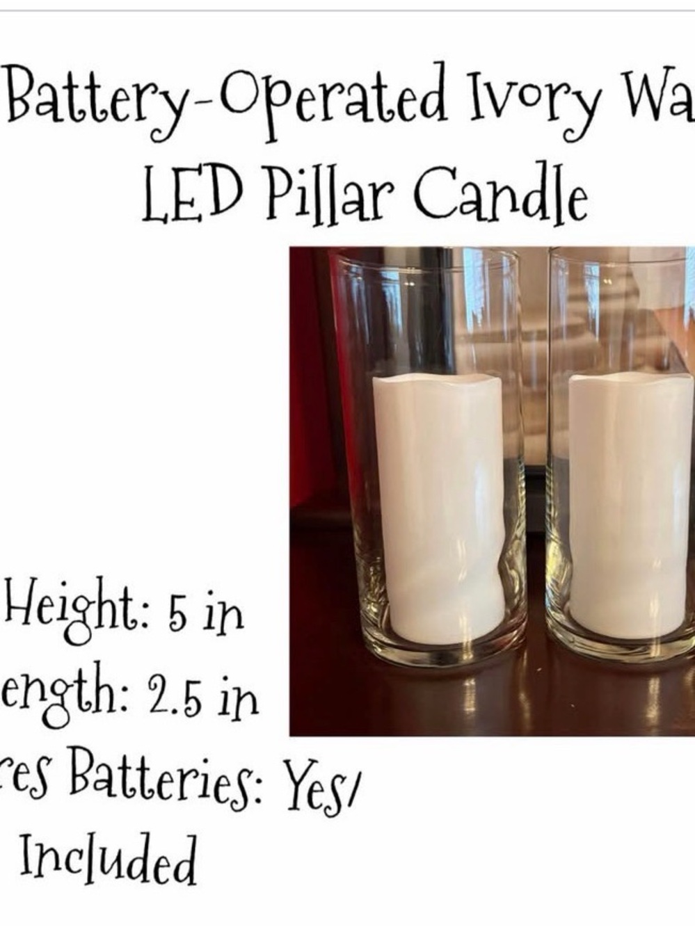 18 Battery-Operated Ivory Wax
LED Pillar Candles